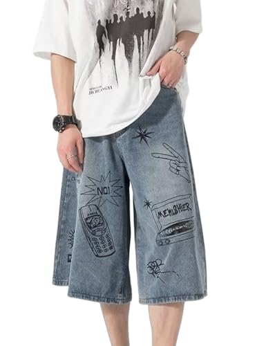 Amazon.com: Y2K Baggy Jean Shorts Men Grunge Denim Shorts